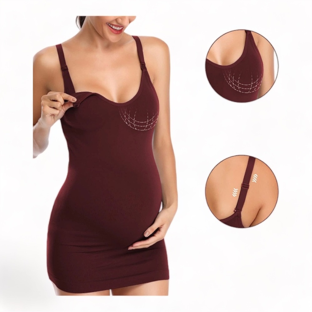 Maternity Breast Feeding Tank Burgundy - L